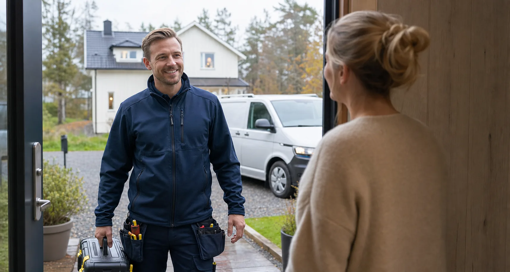 Elektriker vid ett servicebesök